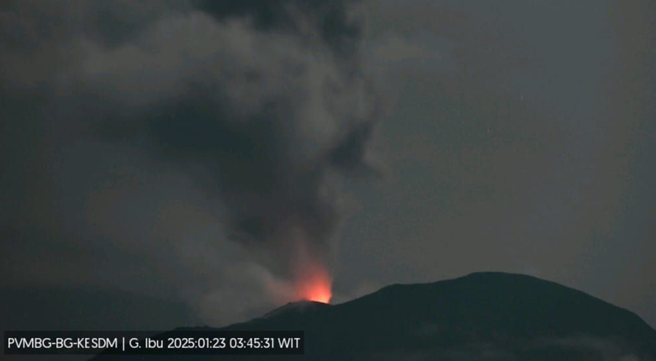 Gunung Ibu Erupsi 5 Kali dalam Sehari!