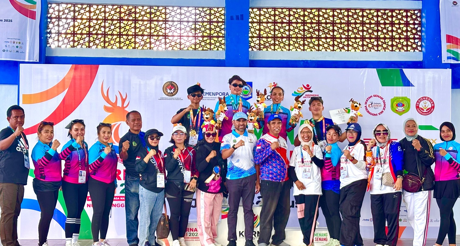 Fornas NTB 2025: Maluku Utara Juara Umum Senam Dance Mix, Atlet Rifaldi dan Novita Bintang Lapangan