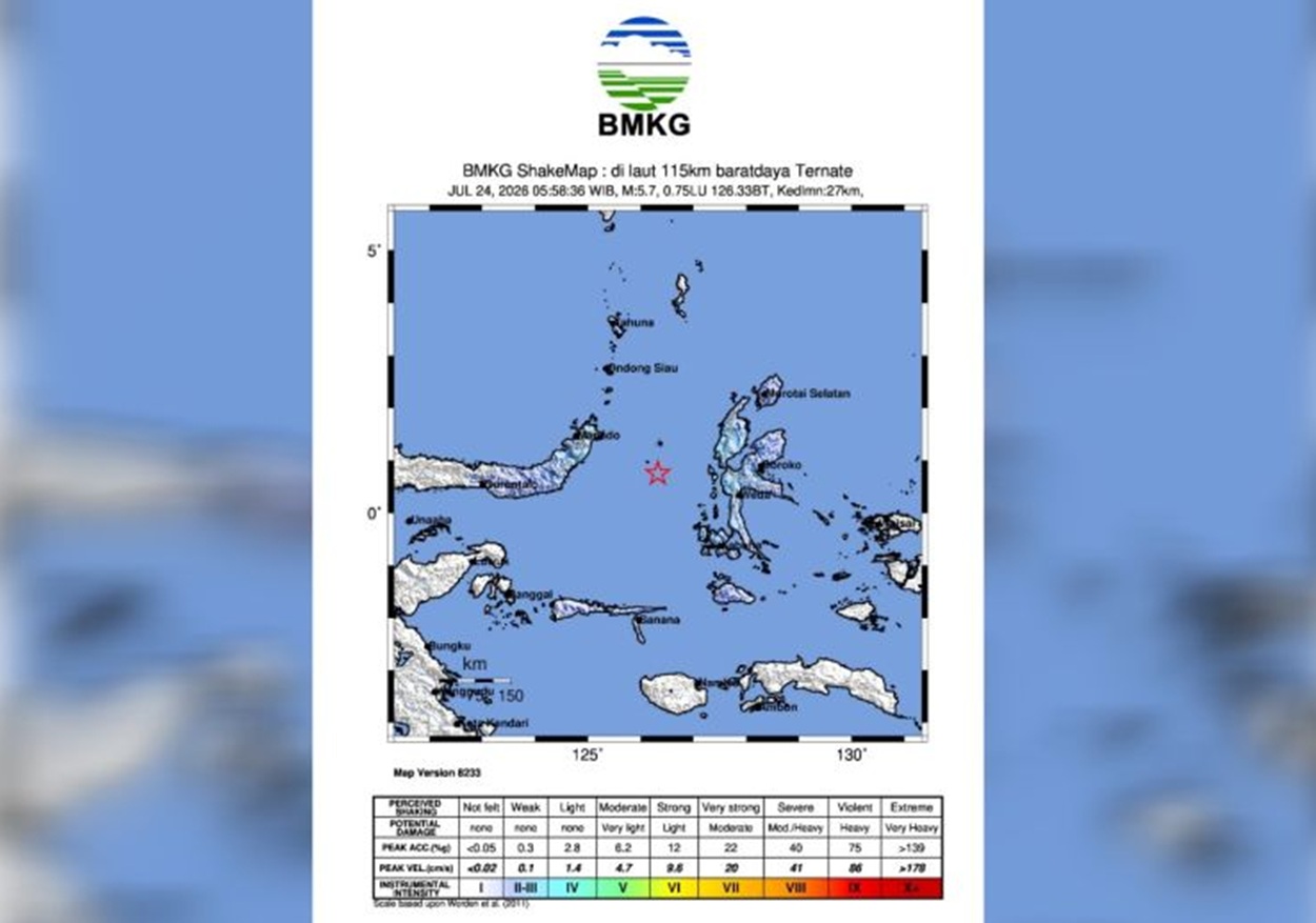 Gempa Dangkal M5,7 Guncang Ternate Jumat Pagi, Ini Penjelasan BMKG